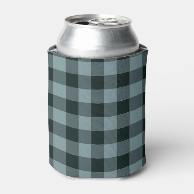 Blue Black Checkered Gingham Pattern Dosenkühler (Kanne Vorderseite)