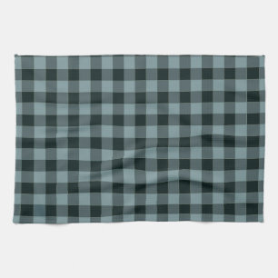 Blue Black Checkered Gingham Pattern Geschirrtuch