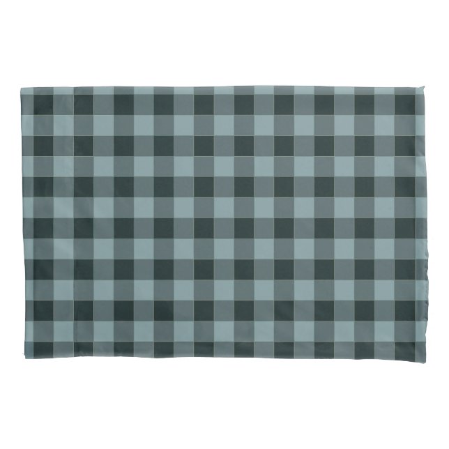Blue Black Checkered Gingham Pattern Kissenbezug (Vorderseite)
