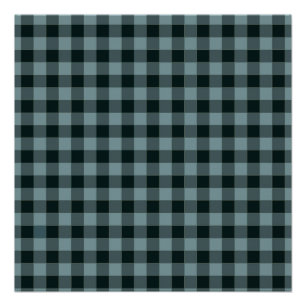 Blue Black Checkered Gingham Pattern Poster