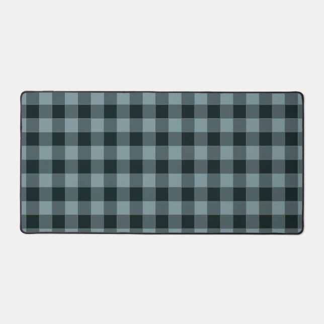 Blue Black Checkered Gingham Pattern Schreibtischunterlage (Vorderseite)