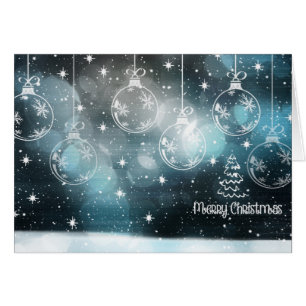 Blue Black Christmas Ornament Grußkarte