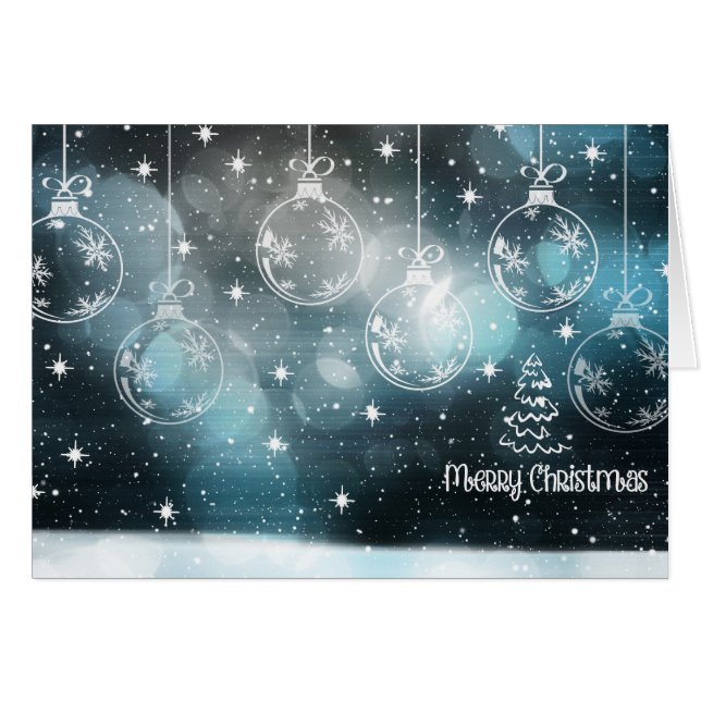 Blue Black Christmas Ornament Grußkarte (Vorderseite (Horizontal))