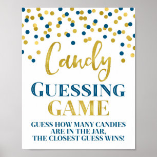 Blue Black Confetty Candy Guessing Game Sign Poster