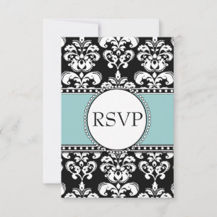 Blue Black Damask UAWG für Square Invasoren Einladung