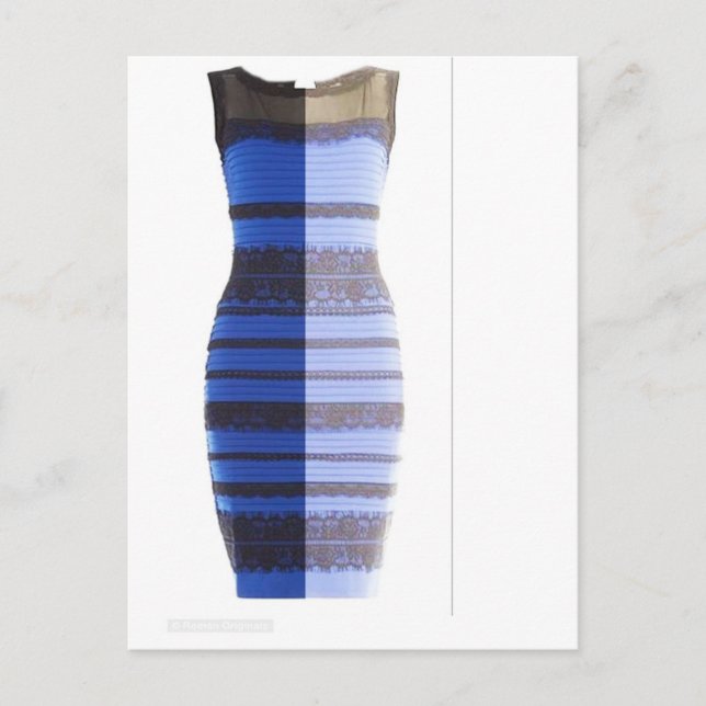 Blue Black Dress White & Gold Split Foto Pic Postkarte (Vorderseite)