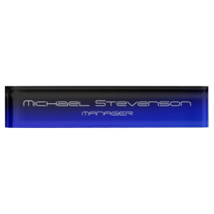 Blue Black Elegant Modernes Schreibtisch Namplate Namensplakette