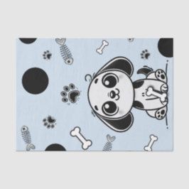 Blue & Black Fish Knochen Welpe Hund Geburtstagspa Seidenpapier