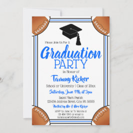 Blue & Black Football Graduation Party Einladung