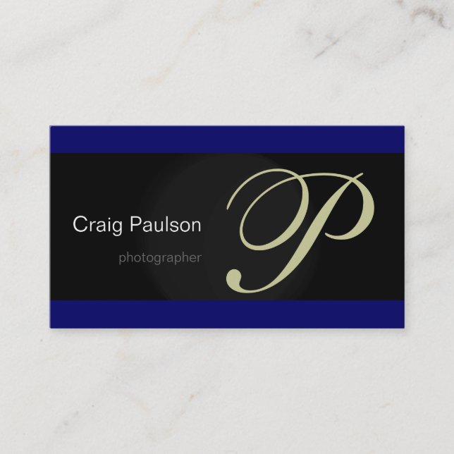 Blue Black Fotografy Business Card Visitenkarte (Vorderseite)
