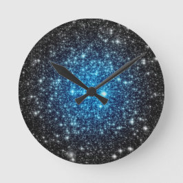 Blue & Black Galaxy Runde Wanduhr