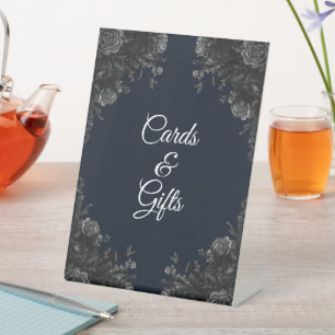 Blue Black Gothic Wedding Cards Geschenkzeichen Sockelschild