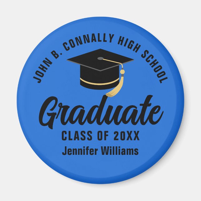 Blue Black Graduate Custom Graduate Party Magnet (Vorne)
