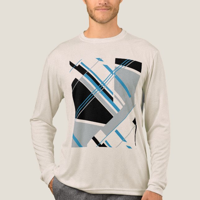 Blue Black Gray Moderne Kunst MCM inspiriert Abstr Tri-Blend Shirt (Vorderseite)