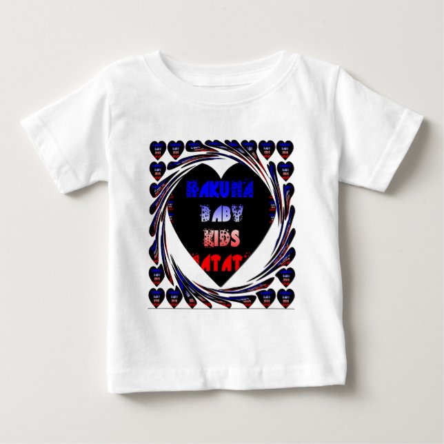 Blue Black Hakuna Matata Baby Kinder Design.pnng Baby T-shirt (Vorderseite)