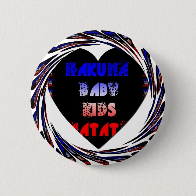 Blue Black Hakuna Matata Baby Kinder Design.pnng Button (Vorderseite)