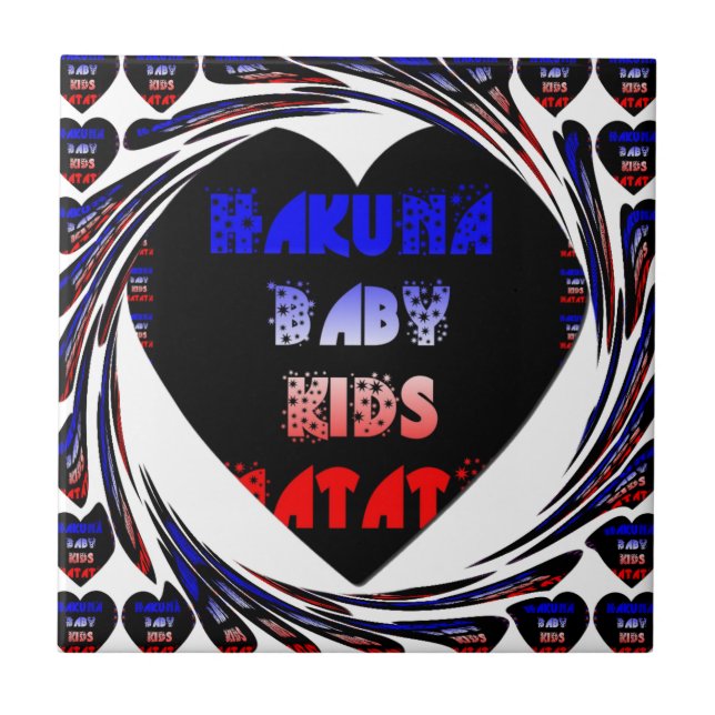 Blue Black Hakuna Matata Baby Kinder Design.pnng Fliese (Vorderseite)