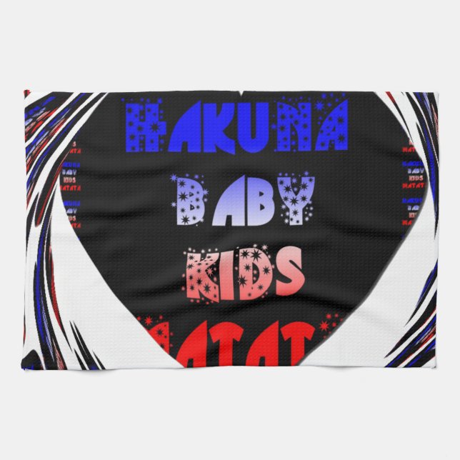Blue Black Hakuna Matata Baby Kinder Design.pnng Geschirrtuch (Horizontal)
