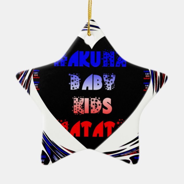 Blue Black Hakuna Matata Baby Kinder Design.pnng Keramik Ornament (Vorne)