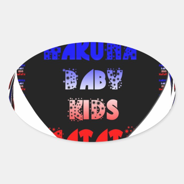 Blue Black Hakuna Matata Baby Kinder Design.pnng Ovaler Aufkleber (Vorderseite)