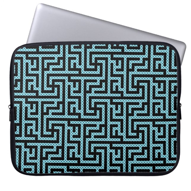 Blue & Black Labyrinth Laptopschutzhülle (Vorderseite)