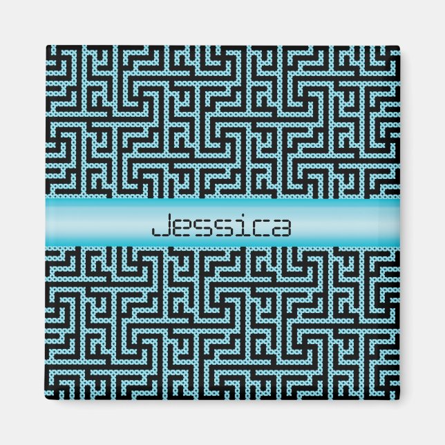 Blue & Black Labyrinth Magnet (Vorne)