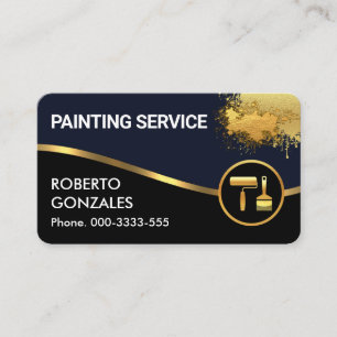 Blue Black Layers Gold Wave Painter Visitenkarte