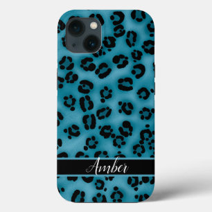 Blue Black Leopard Print Personalisiert Case-Mate iPhone Hülle