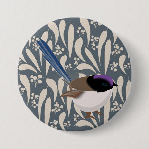 Blue, Black & Lila Fairy Wren Button