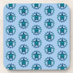 Blue Black Maori Sun Symbol Tribal Turtles Getränkeuntersetzer