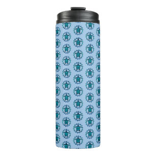 Blue Black Maori Sun Symbol Tribal Turtles Thermosbecher