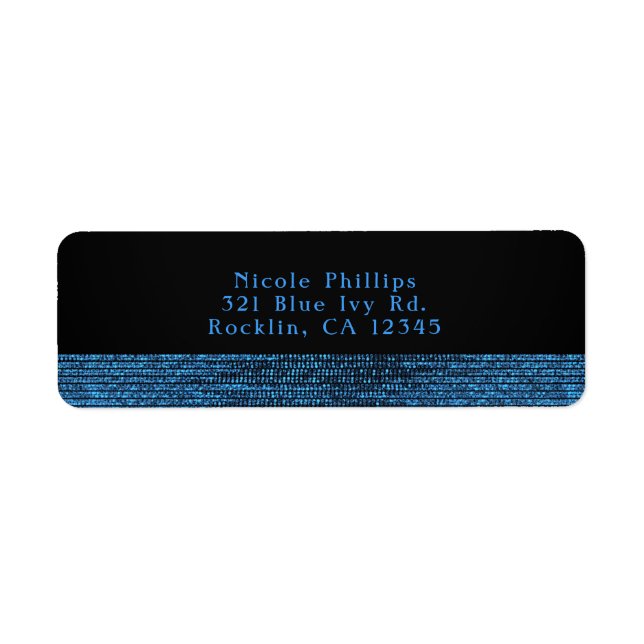 Blue & Black Modern Glam Sequins Party Einladung (Vorne)