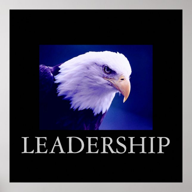 Blue Black Motivierend Leadership Eagle Poster (Vorne)