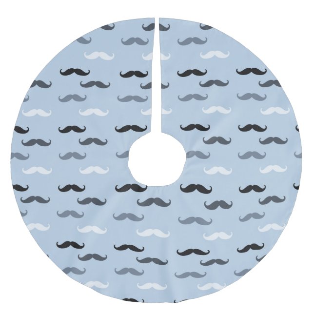 Blue Black Mustaches Polyester Weihnachtsbaumdecke (Vorderseite)