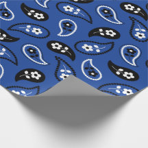 Blue & Black Paisley Gift Wrap
