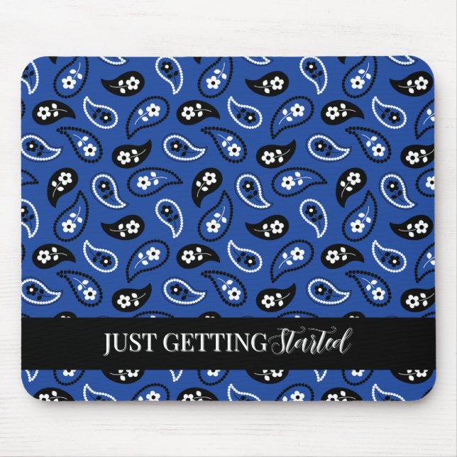 Blue & Black Paisley Mouse Pad Mousepad (Vorne)