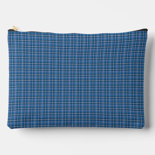 Blue Black Plaid Classic Pattern Modern Zubehörtasche (Vorderseite)