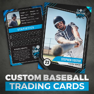 Blue & Black Pro Baseball Trading Card Telefonnummerkarte