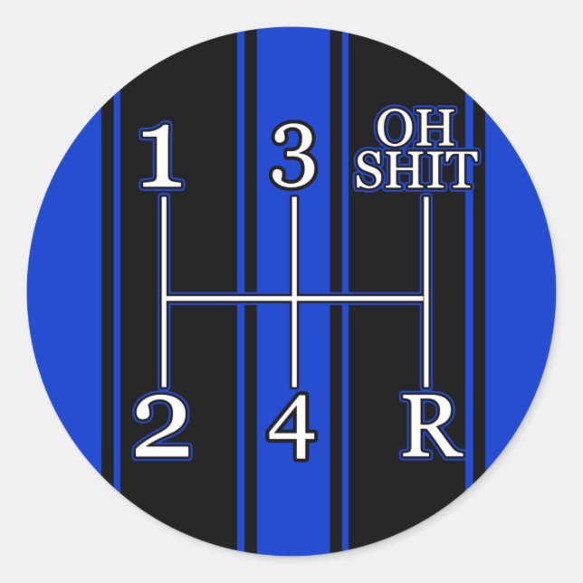 Blue Black Race Stripes Shift Knopfkleber Runder Aufkleber (Vorderseite)