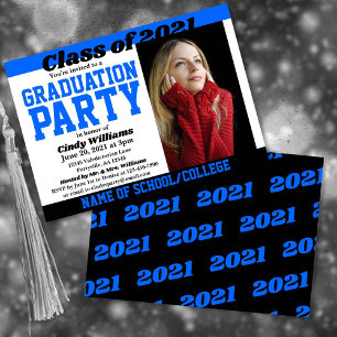 Blue Black School Colors Foto Graduation Einladung