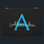 Blue Black Script Giron Monogram Name iPad Pro Cover<br><div class="desc">Black and Blue Simple Script Monogram Name Laptop Case. Das macht den perfekten 16 Geburtstag,  Hochzeit,  Brautparty,  Jubiläum,  Babydusche oder Junggeselinnen-Abschied Geschenk für jemanden,  der Lieben glamourösen Luxus und schicke Stile.</div>