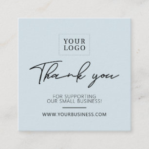 Blue & Black Simple Business Thank you Insert Card Quadratische Visitenkarte