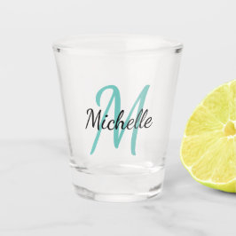 Blue & Black Simple Monogram Classic Trendy Schnapsglas