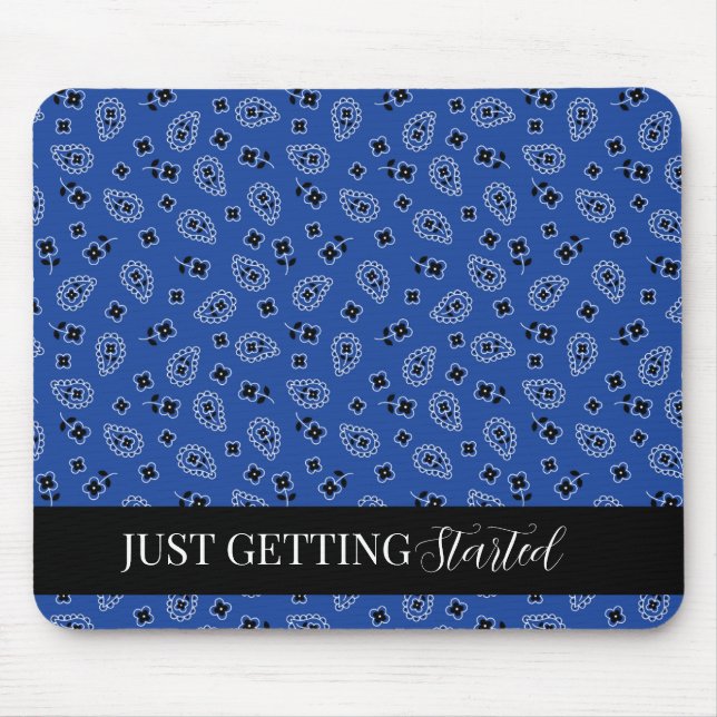 Blue & Black Small Paisley Mouse Pad Mousepad (Vorne)