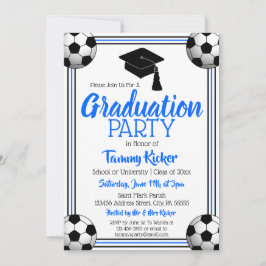 Blue & Black Soccer Graduation Party Einladung