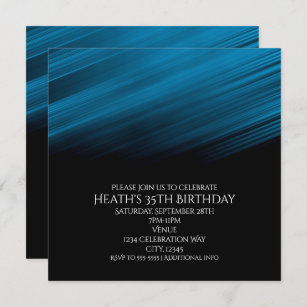Blue & Black Streaks Geburtstagsparty Einladung