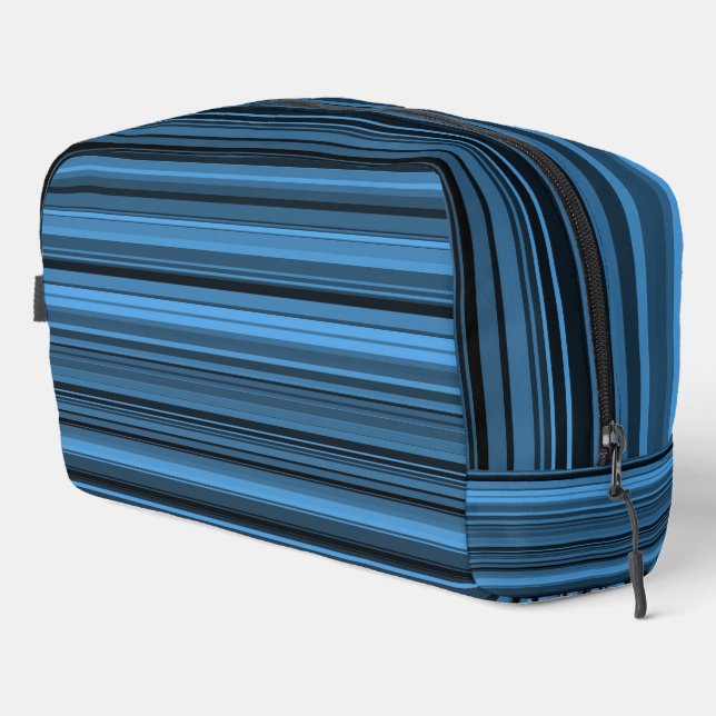 Blue Black Stripes Toilettenbeutel Waschbeutel (Rechte Ecke)