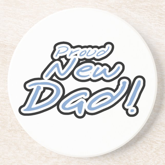 Blue/Black Text Proud New Dad Geschenke Sandstein Untersetzer (Vorne)