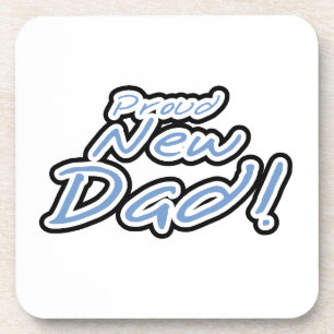 Blue/Black Text Proud New Dad Geschenke Untersetzer