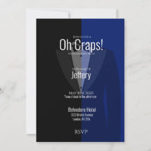 Blue Black Tuxedo Bachelor Party Save the Date